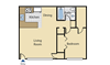 One bedroom floor pan l Cottage Bell Apartments in Sacramento CA